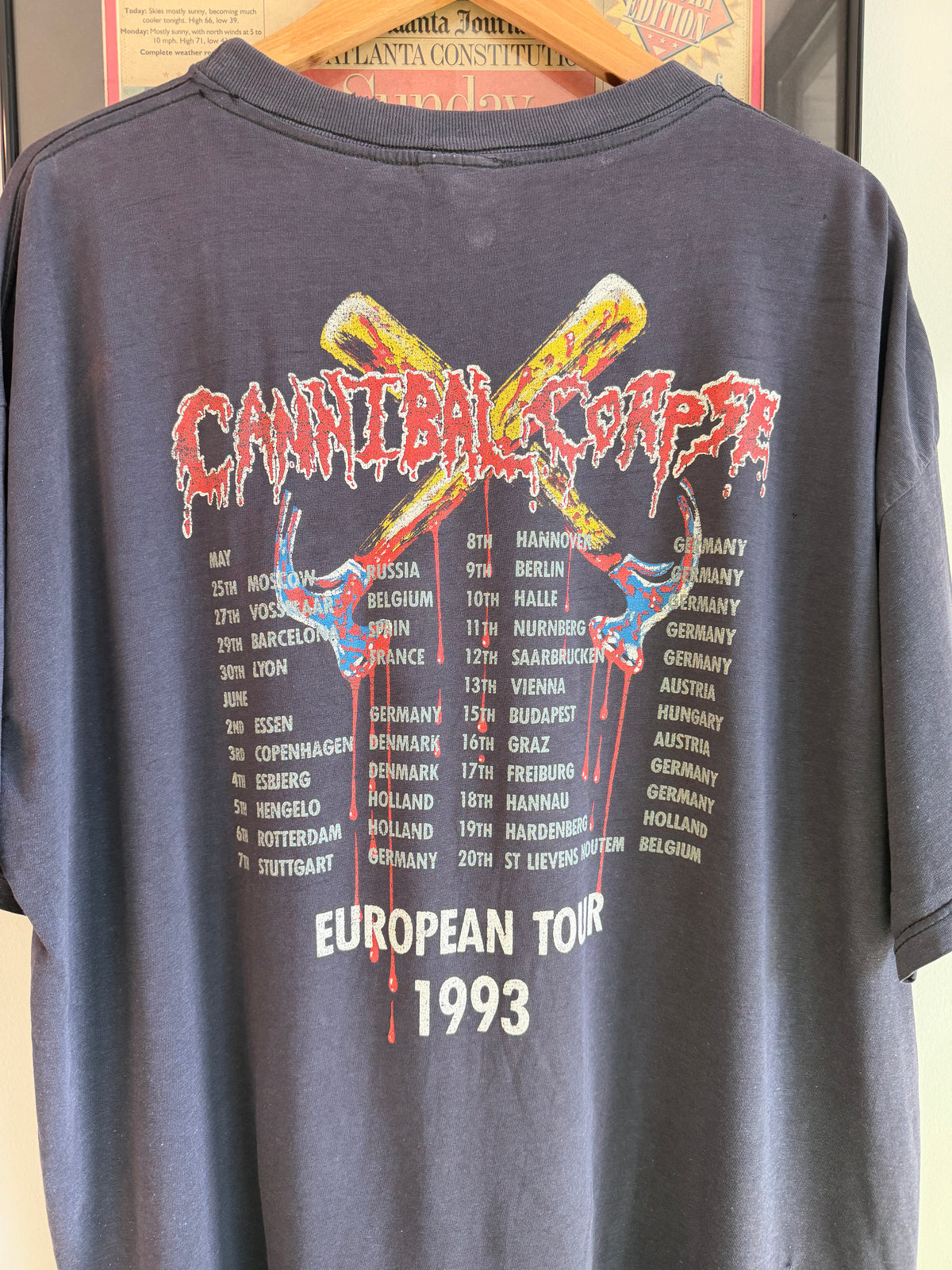 VINTAGE 1993 CANNIBAL CORPSE HAMMER SMASHED FACE SHIRT