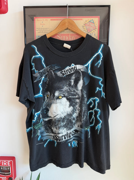 VINTAGE 1990S WOLF AMERICAN THUNDER LIGHTNING SHIRT