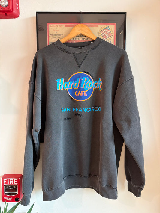 VINTAGE FADED DISTRESSED 1990S HARD ROCK CAFE SAN FRANCISCO SWEATSHIRT