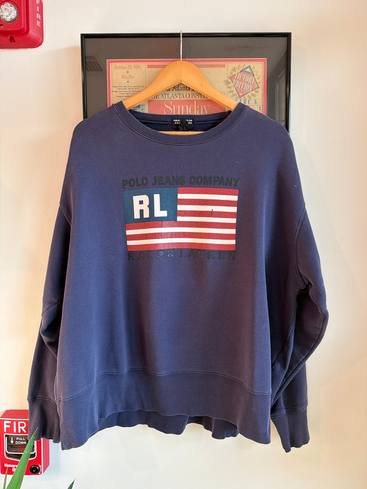 VINTAGE 1990S POLO JEANS AMERICAN FLAG SWEATSHIRT