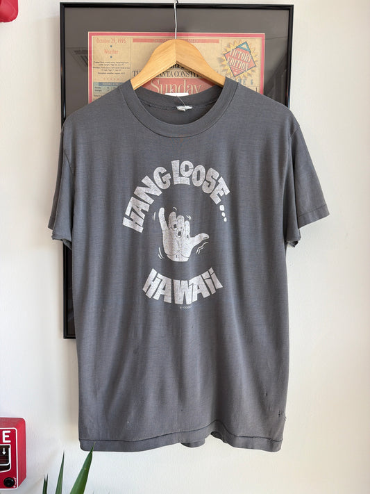 VINTAGE 1980S FADED HANG LOOSE HAWAII SHIRT