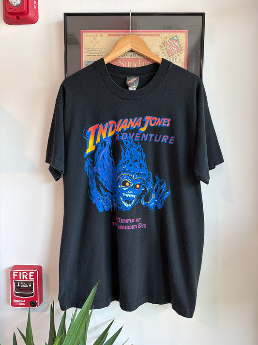 VINTAGE 1990S INDIANA JONES ADVENTURE TEMPLE OF THE FORIBIDDEN  EYE SHIRT
