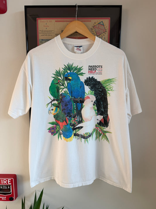 VINTAGE 1990S NATURE HELP PARROTS OF THE WORLD SHIRT