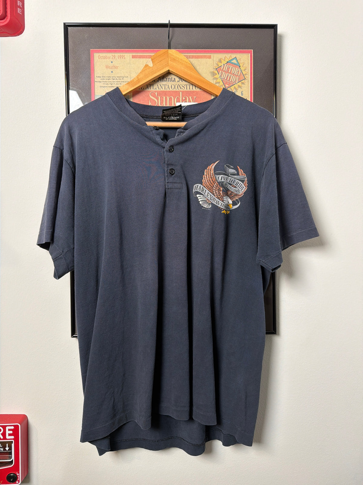 VINTAGE 1990S HARLEY DAVIDSON HENLEY SHIRT