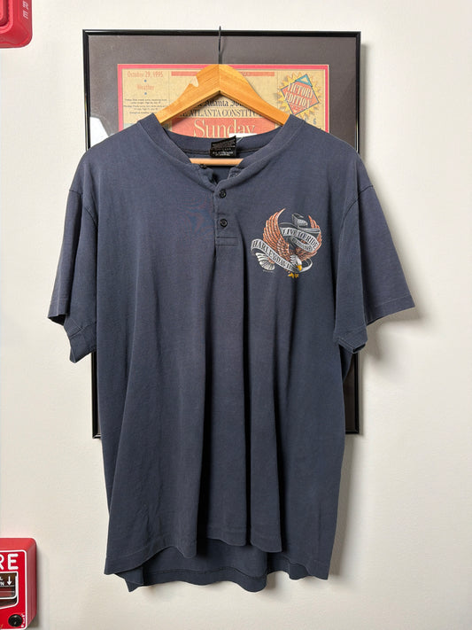 VINTAGE 1990S HARLEY DAVIDSON HENLEY SHIRT