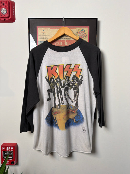 VINTAGE 1997 KISS ALIVE WORLDWIDE TOUR RAGLAN BAND SHIRT