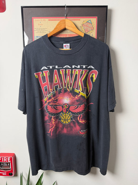 VINTAGE 1990S ATLANTA HAWKS LIGHTNING SHIRT