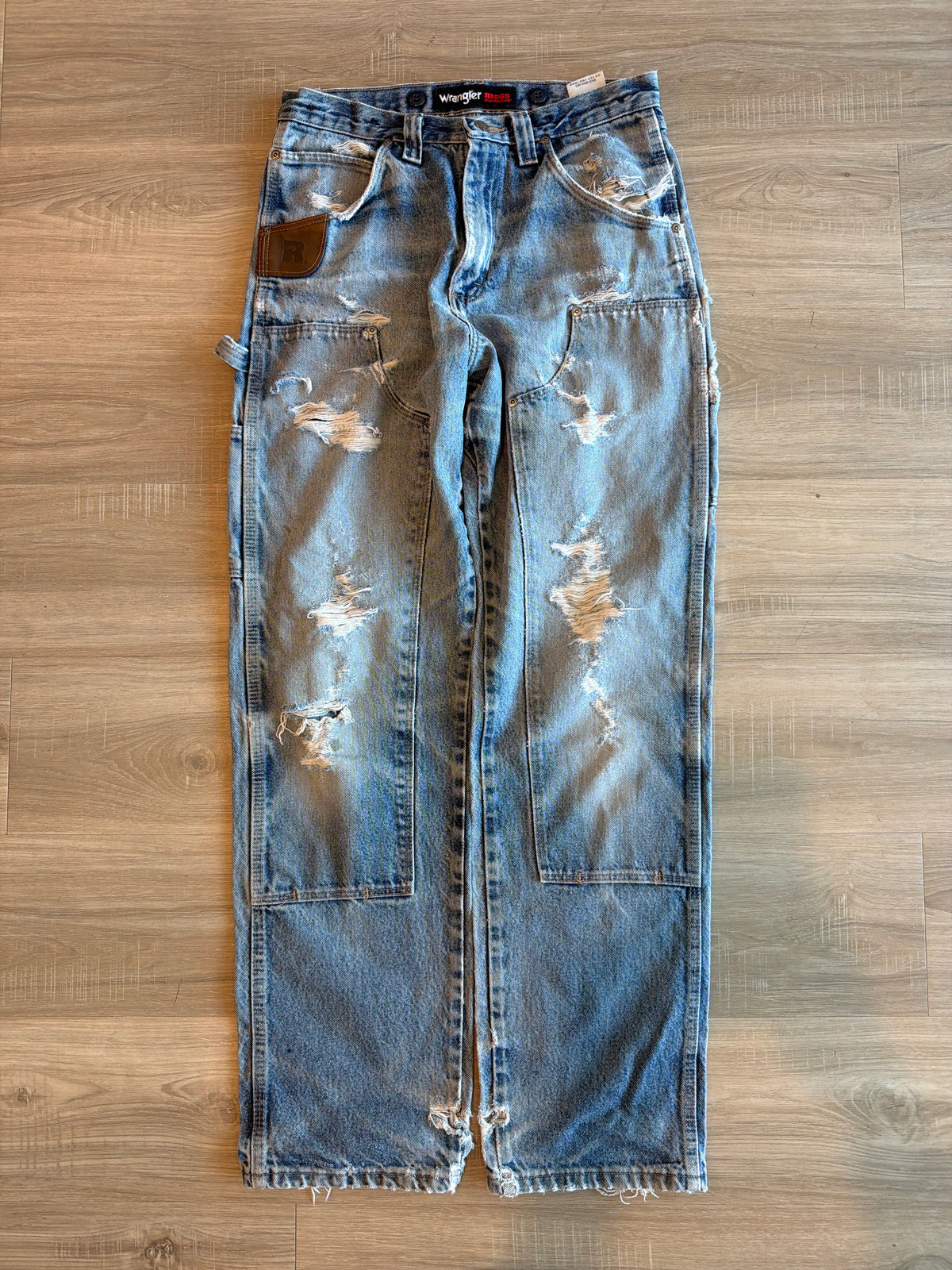 VINTAGE DISTRESSED 1990S WRANGLER DOUBLE KNEES
