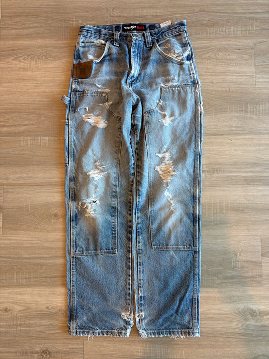 VINTAGE DISTRESSED 1990S WRANGLER DOUBLE KNEES