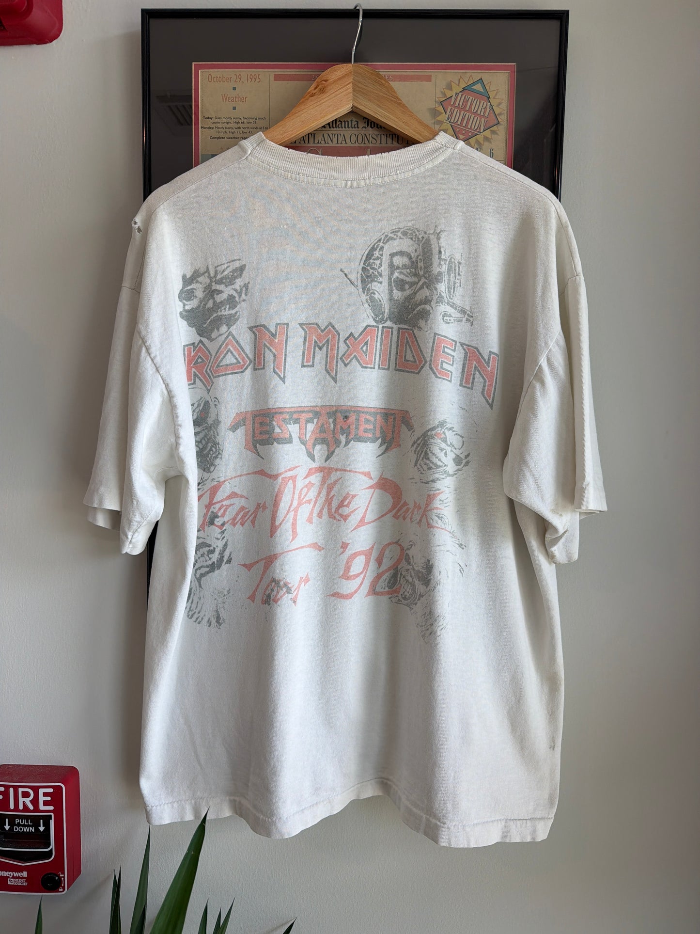 VINTAGE 1992 IRON MAIDEN TESTAMENT FEAR OF THE DARK BAND SHIRT