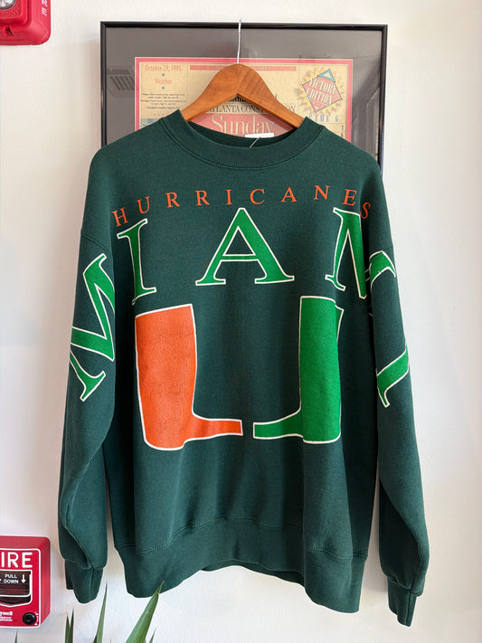 VINTAGE 1990S MIAMI HURRICANES SPELLOUT SWEATSHIRT