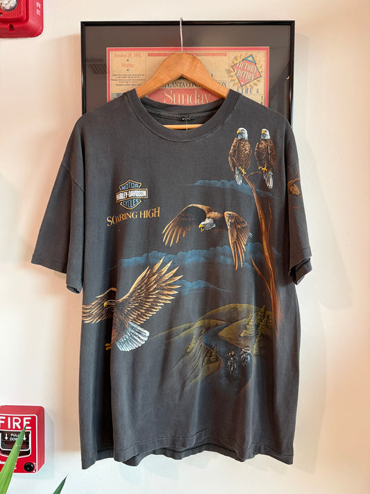 VINTAGE FADED 1990S HARLEY DAVIDSON SOARING HIGH SHIRT