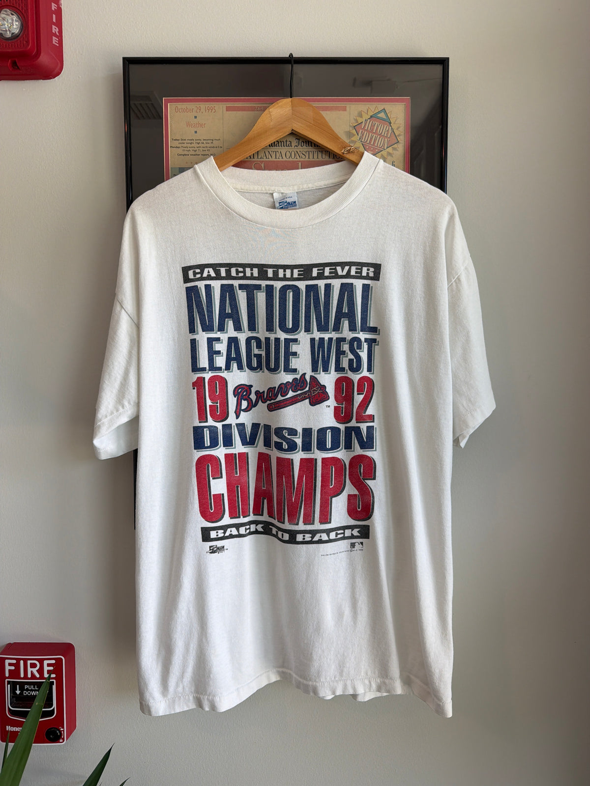 VINTAGE 1992 ATLANTA BRAVES NL WEST CHAMPIONS SHIRT