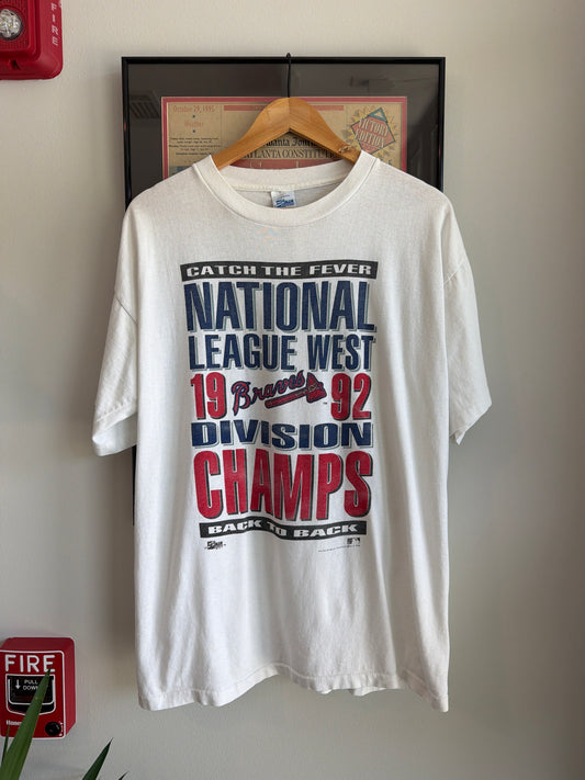 VINTAGE 1992 ATLANTA BRAVES NL WEST CHAMPIONS SHIRT