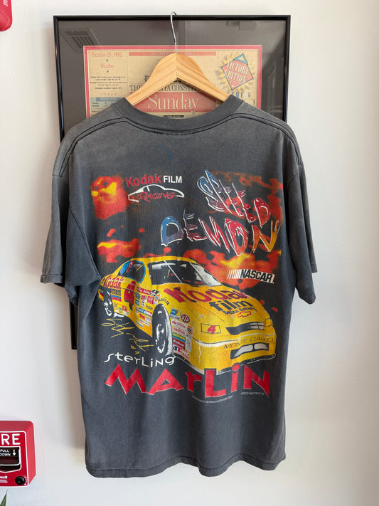 VINTAGE FADED 1996 STERLING MARTIN NASCAR BACK GRAPHIC SHIRT