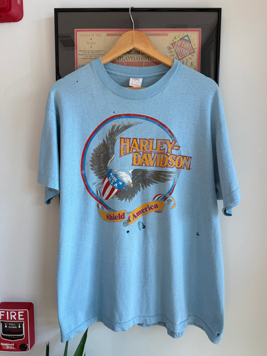 VINTAGE FADED DISTRESSED 1986 HARLEY DAVIDSON COLORADO SPRINGS SHIRT